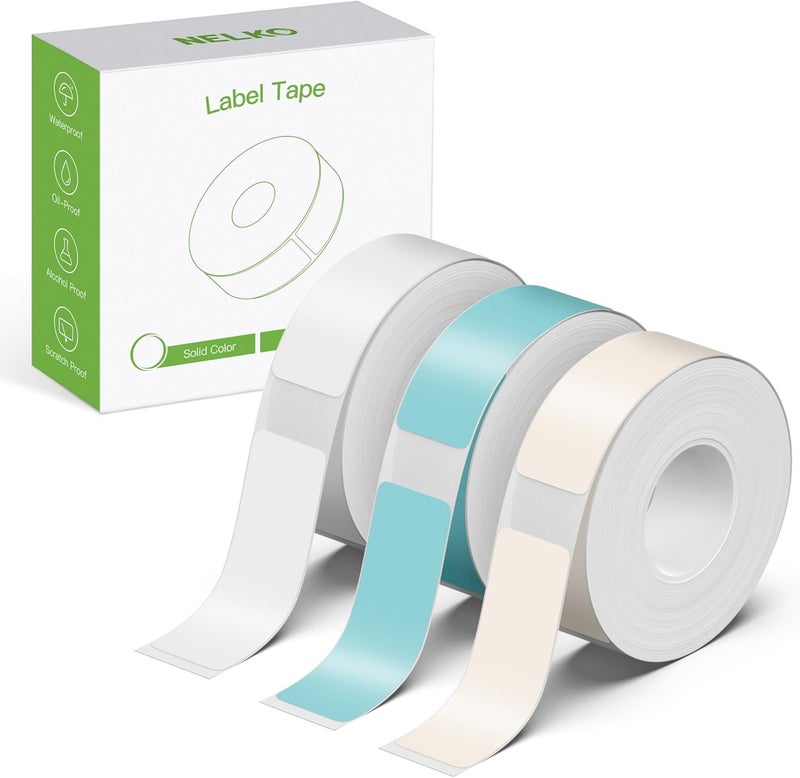 Nelko Genuine P21 Label Maker Tape, Adapted Label Print Paper, 14x40mm (0.55inx1.57in), Standard Laminated Labeling Replacement, Multipurpose of P21, 180 Tapes/Roll, 3-Roll, Grey/Brown/Green - Image 1
